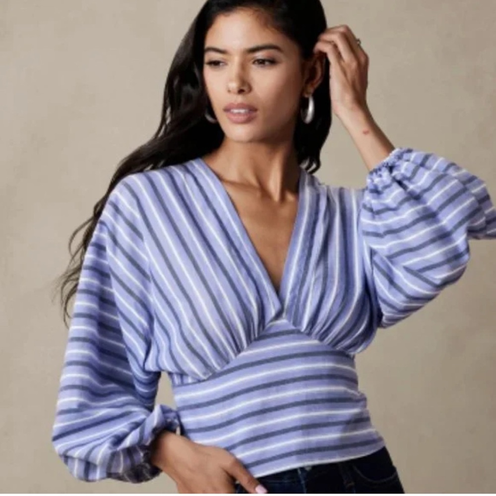 Banana Republic Blue V-Neck Blouse